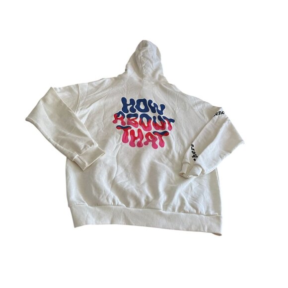 Zara Graphic Hoodie Sz Small White “Brief Romance” Flaming Heart Abstract Art - Picture 2 of 9